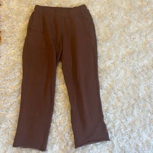 Aerie Short Brown Wideleg Sweatpants
